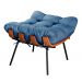 Puff Costela Base Fixa - Linho Azul