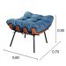 Puff Costela Base Fixa - Linho Azul