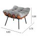Puff Costela Base Fixa - Linho Cinza