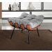 Puff Costela Base Fixa - Linho Cinza
