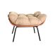 Puff Costela Base Fixa - Linho Marrom