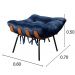 Puff Costela Base Fixa - Suede Azul