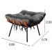Puff Costela Base Fixa - Suede Cinza