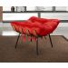 Puff Costela Base Fixa - Suede Vermelho