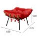 Puff Costela Base Fixa - Suede Vermelho