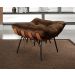 Puff Costela Base Fixa - Veludo Marrom