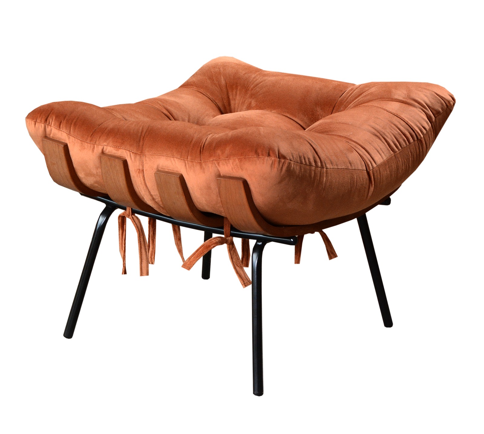 Puff Costela Base Fixa - Veludo Terracota