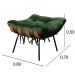 Puff Costela Base Fixa - Veludo Verde