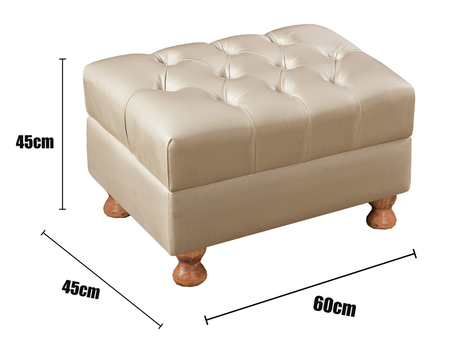 Puff Decorativo Capitonê Chesterfield - Couríssimo Bege