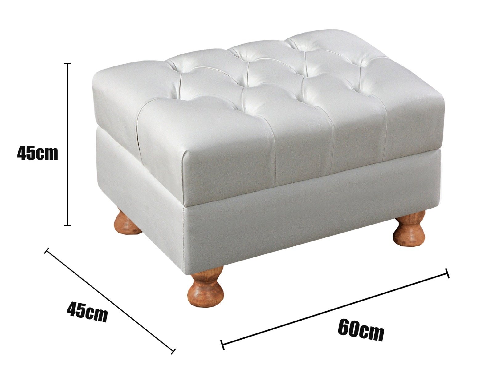 Puff Decorativo Capitonê Chesterfield - Couríssimo Branco