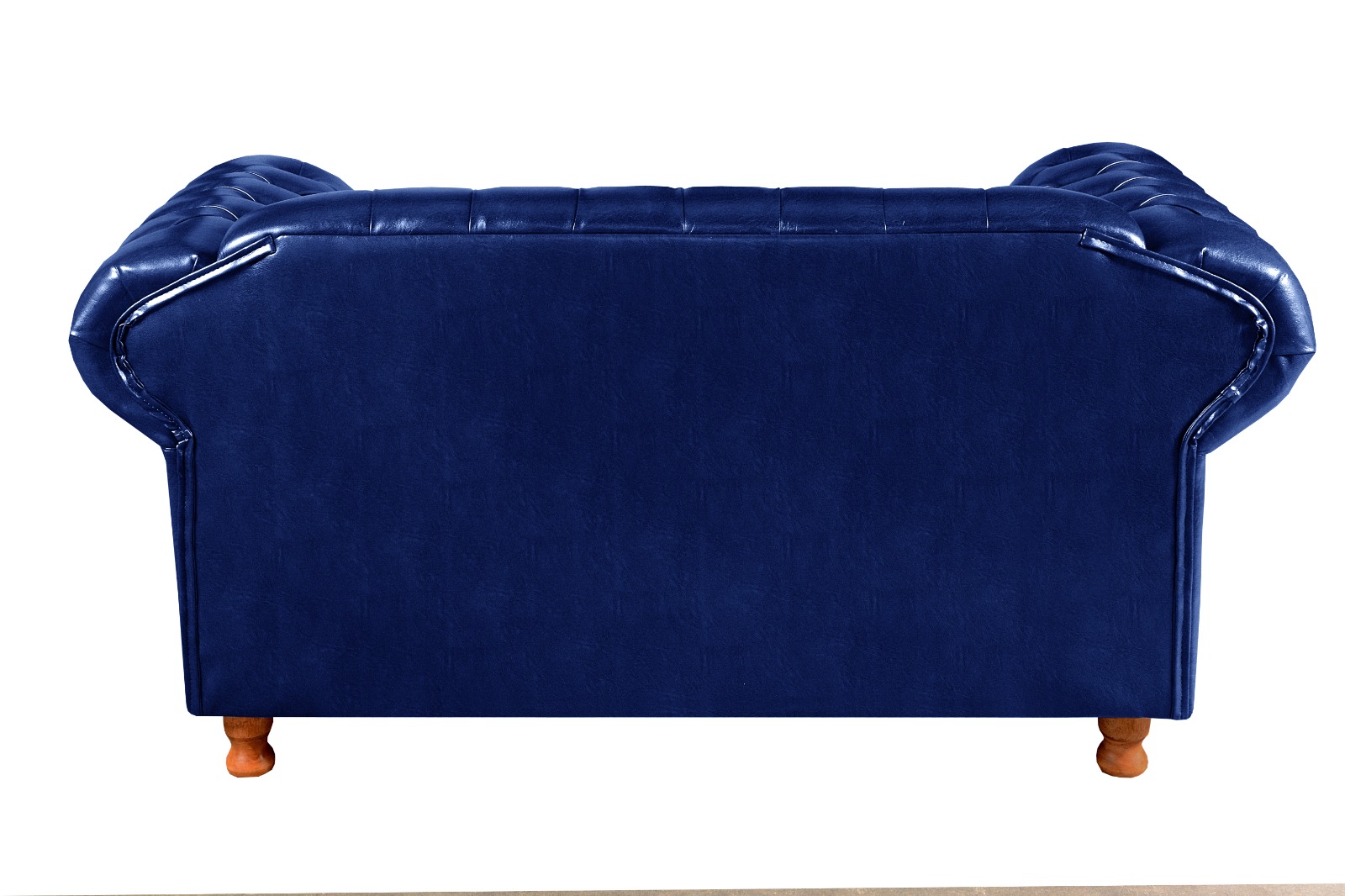 Sofá 2 Lugares Chesterfield Capitonê Com Puff Decorativo Luís Xv Apoio De Pés - Couríssimo Azul