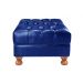 Sofá 2 Lugares Chesterfield Capitonê Com Puff Decorativo Luís Xv Apoio De Pés - Couríssimo Azul