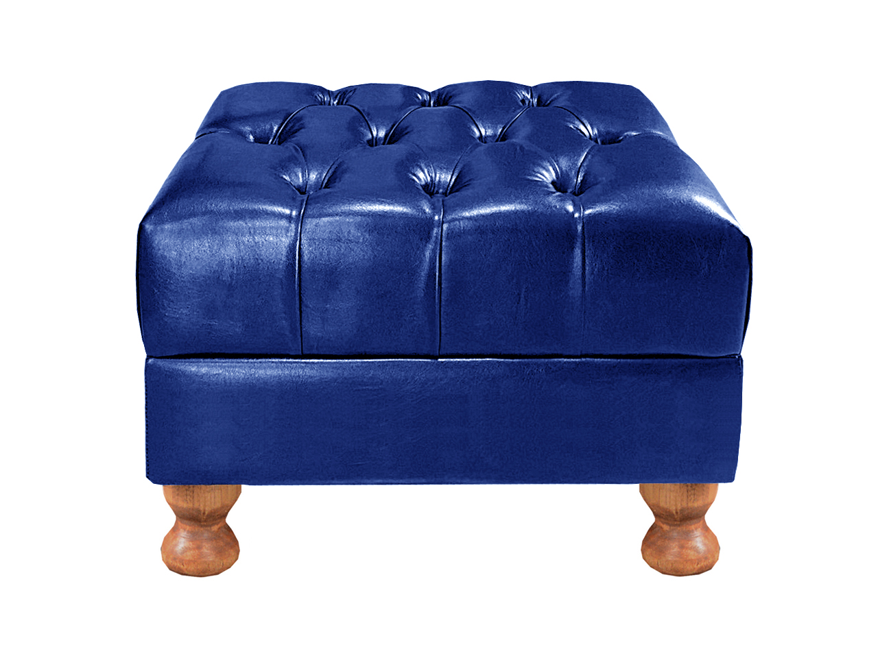 Sofá 2 Lugares Chesterfield Capitonê Com Puff Decorativo Luís Xv Apoio De Pés - Couríssimo Azul