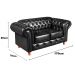 Sofá 2 Lugares Chesterfield Capitonê Com Puff Decorativo Luís Xv Apoio De Pés - Couríssimo Preto