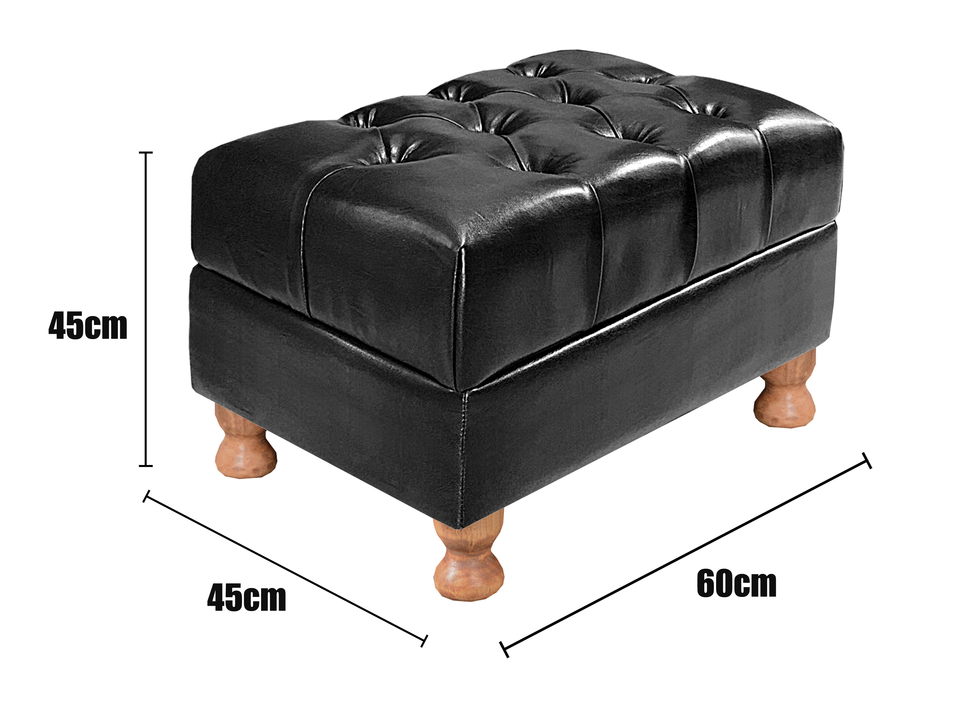 Sofá 2 Lugares Chesterfield Capitonê Com Puff Decorativo Luís Xv Apoio De Pés - Couríssimo Preto