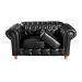 Sofá 2 Lugares Chesterfield Capitonê Com Puff Decorativo Luís Xv Apoio De Pés - Couríssimo Preto