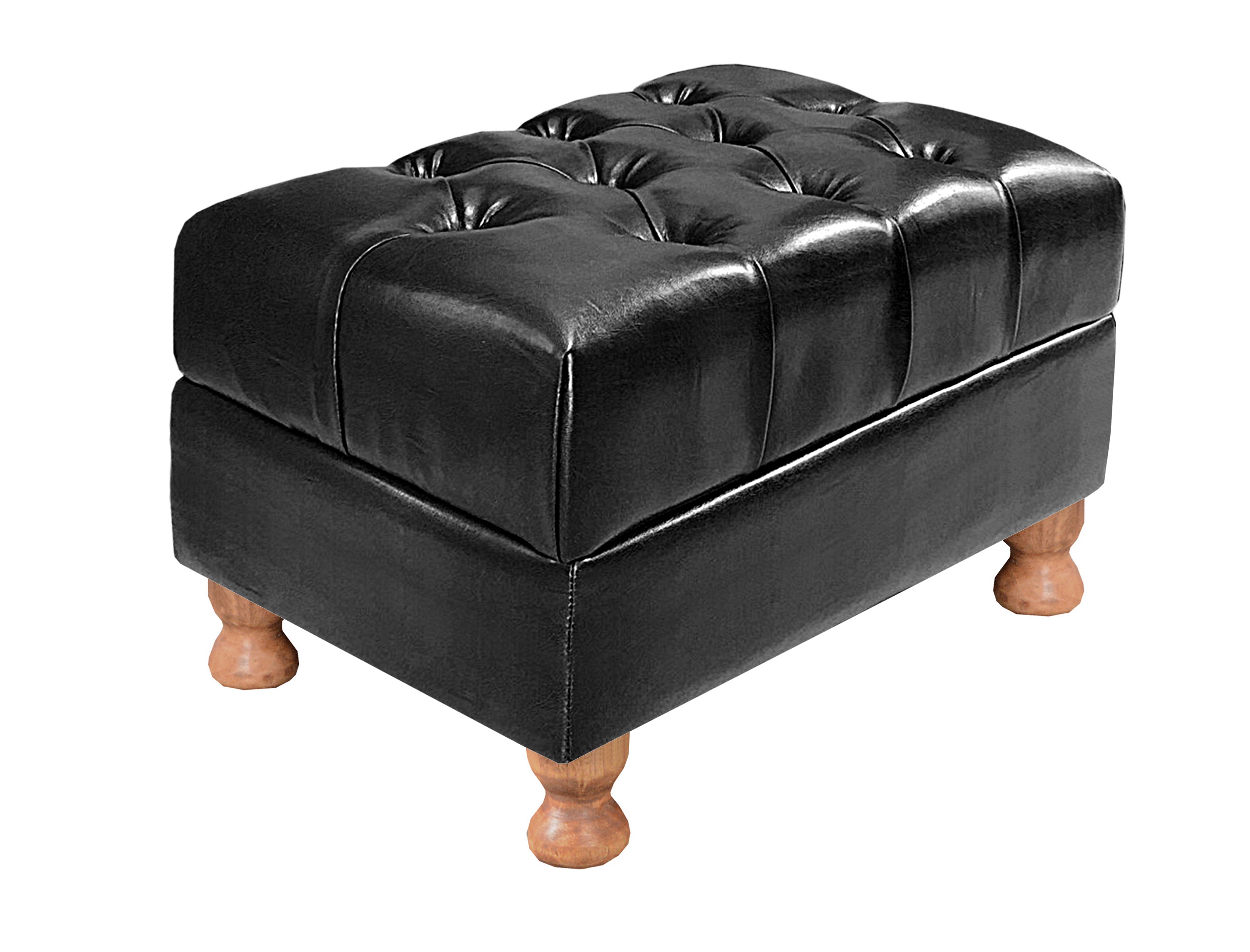 Sofá 2 Lugares Chesterfield Capitonê Com Puff Decorativo Luís Xv Apoio De Pés - Couríssimo Preto
