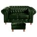 Sofá 2 Lugares Chesterfield Capitonê Com Puff Decorativo Luís Xv Apoio De Pés - Couríssimo Verde
