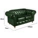 Sofá 2 Lugares Chesterfield Capitonê Com Puff Decorativo Luís Xv Apoio De Pés - Couríssimo Verde