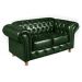 Sofá 2 Lugares Chesterfield Capitonê Com Puff Decorativo Luís Xv Apoio De Pés - Couríssimo Verde
