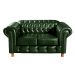Sofá 2 Lugares Chesterfield Capitonê Com Puff Decorativo Luís Xv Apoio De Pés - Couríssimo Verde