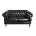 Sofá 2 Lugares Chesterfield Capitonê Duquesa Clássico - Couríssimo Preto