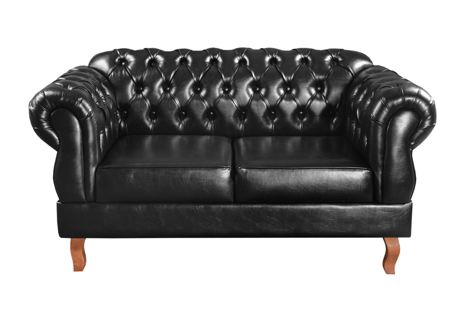 Sofá 2 Lugares Chesterfield Capitonê Duquesa Clássico - Couríssimo Preto