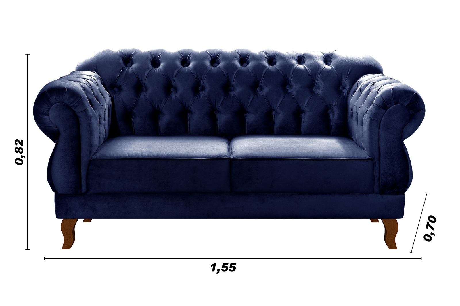 Sofá 2 Lugares Chesterfield Capitonê Duquesa Clássico - Suede Azul