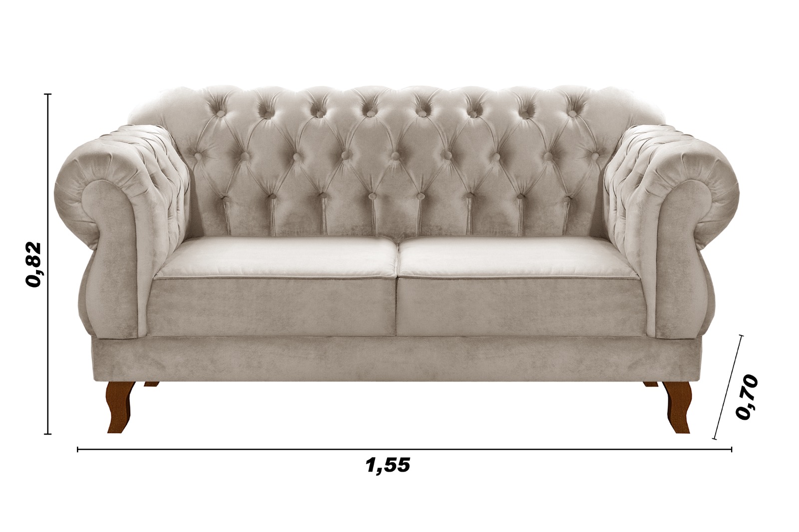 Sofá 2 Lugares Chesterfield Capitonê Duquesa Clássico - Suede Bege