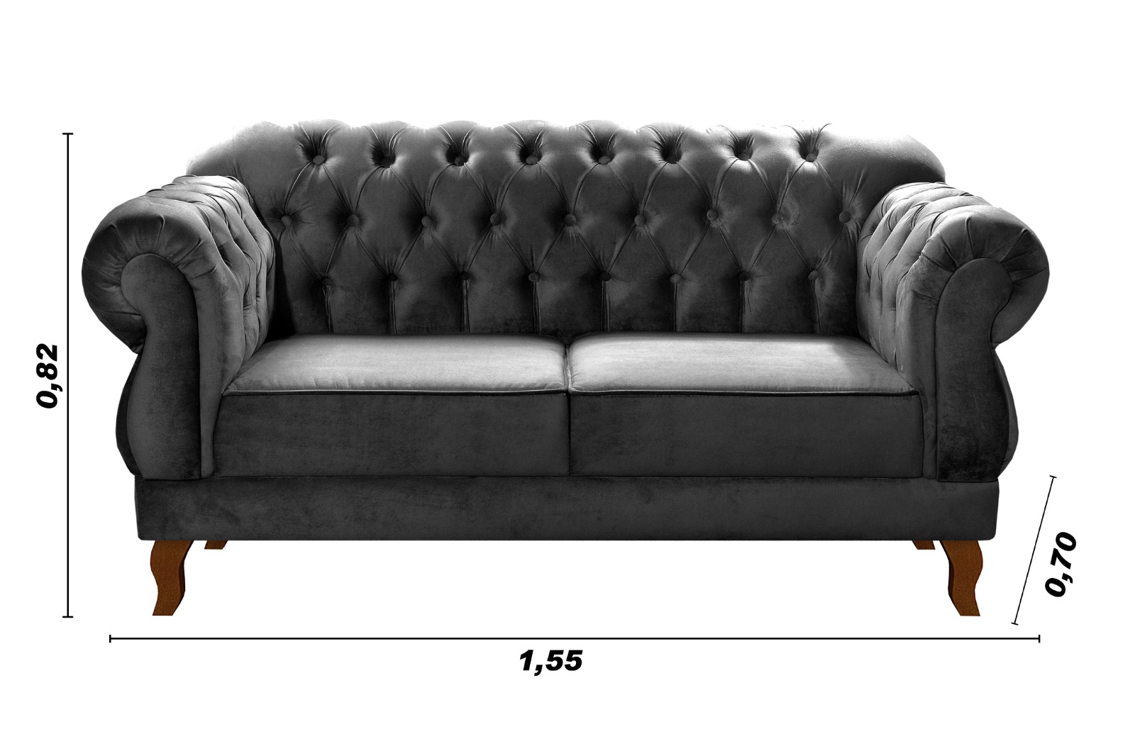 Sofá 2 Lugares Chesterfield Capitonê Duquesa Clássico - Suede Cinza