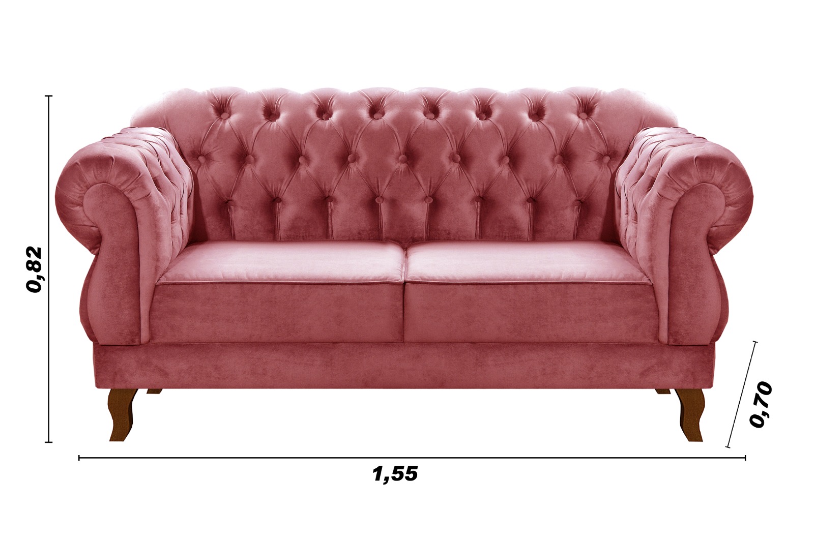 Sofá 2 Lugares Chesterfield Capitonê Duquesa Clássico - Suede Rosa