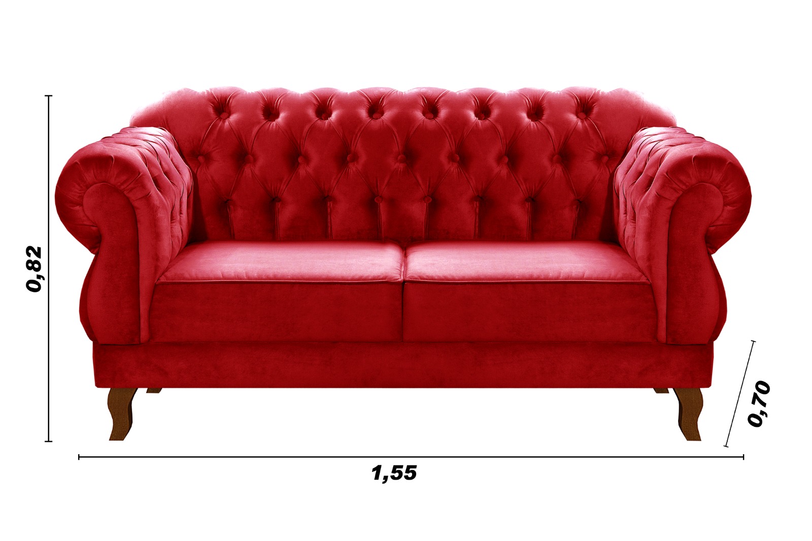 Sofá 2 Lugares Chesterfield Capitonê Duquesa Clássico - Suede Vermelho