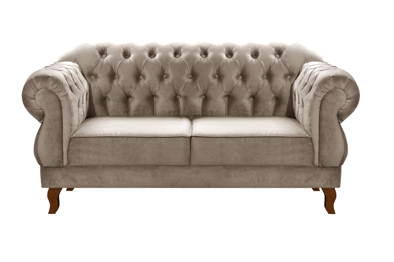 Sofá 2 Lugares Chesterfield Capitonê Duquesa Clássico - Veludo Capuccino