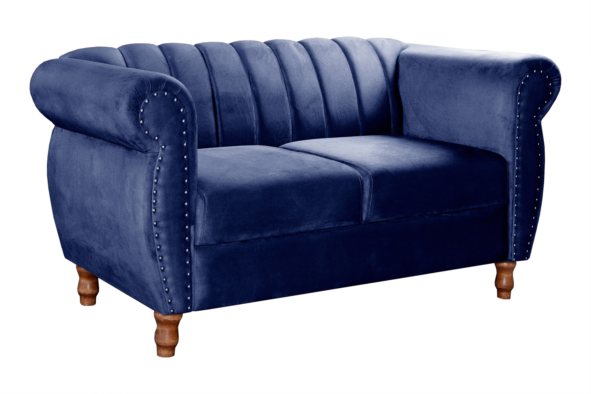 Sofá 2 Lugares Chesterfield Sofá Realeza Vintage - Suede Azul Marinho