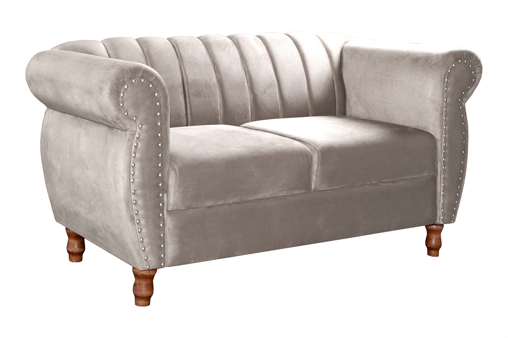 Sofá 2 Lugares Chesterfield Sofá Realeza Vintage - Suede Bege Claro