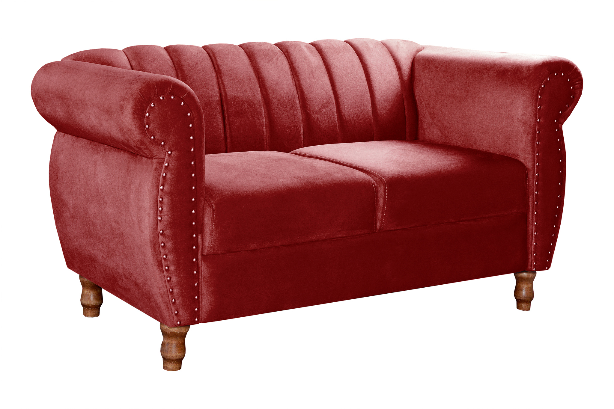 Sofá 2 Lugares Chesterfield Sofá Realeza Vintage - Suede Bordô