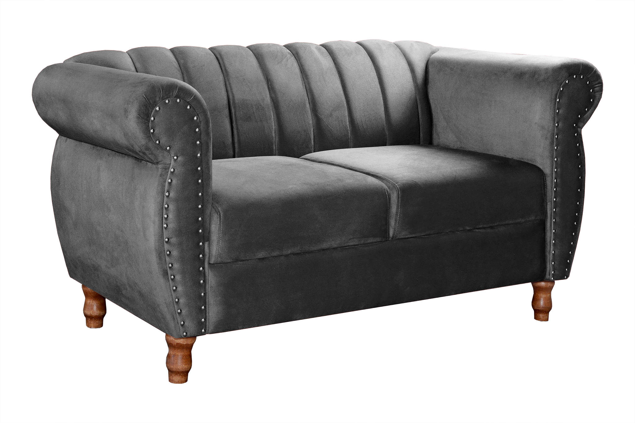 Sofá 2 Lugares Chesterfield Sofá Realeza Vintage - Suede Cinza