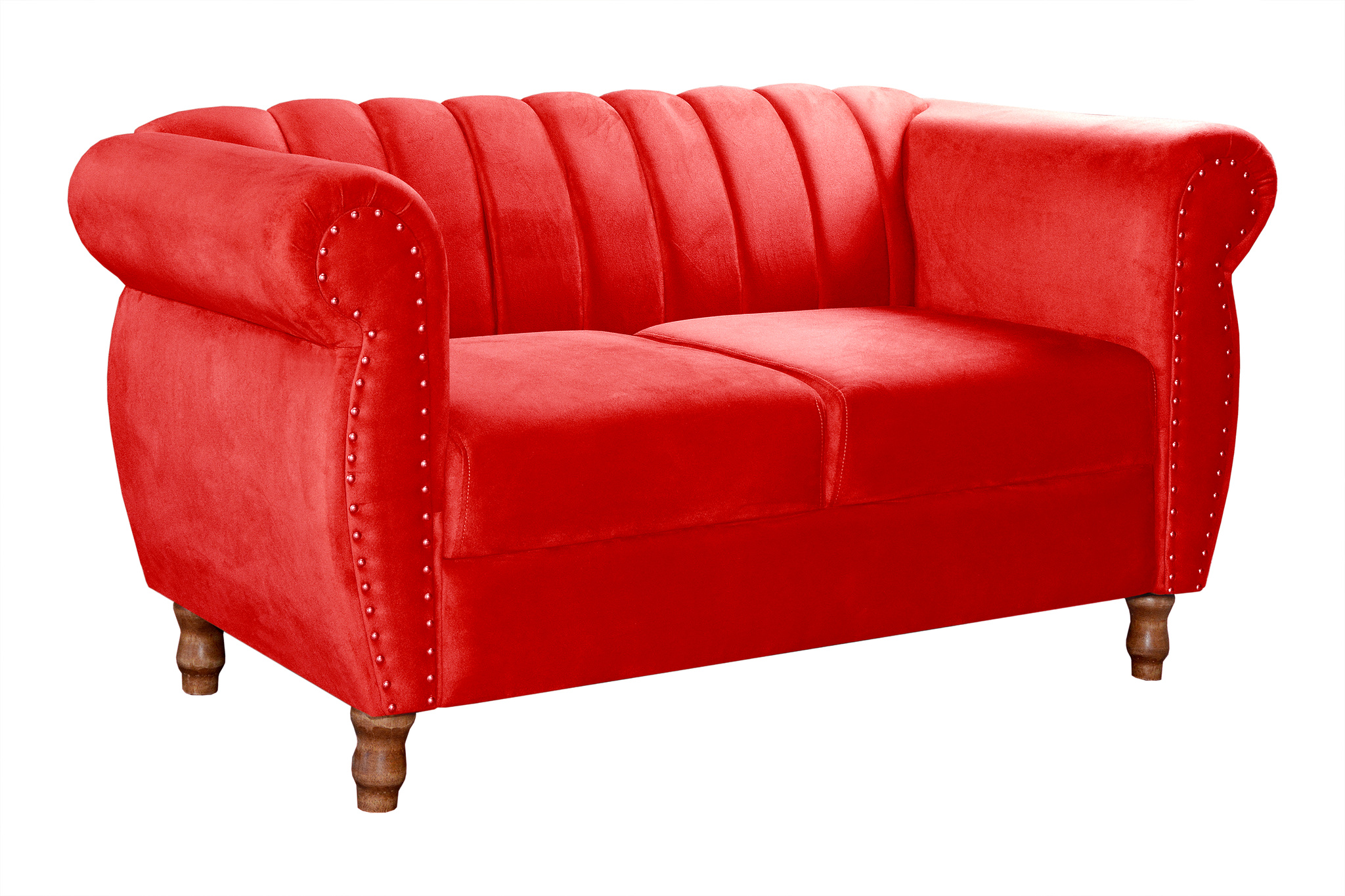 Sofá 2 Lugares Chesterfield Sofá Realeza Vintage - Suede Vermelho 100