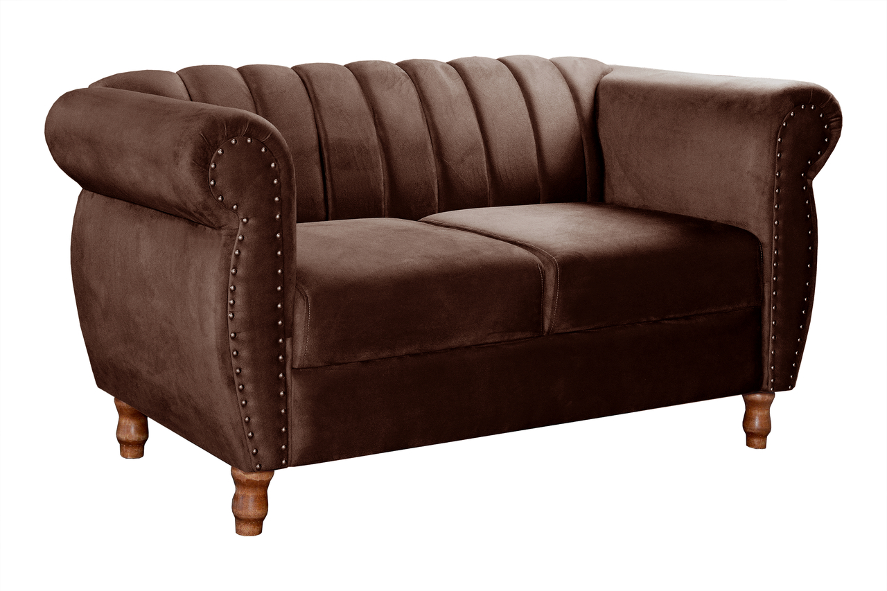 Sofá 2 Lugares Chesterfield Sofá Realeza Vintage - Veludo Marrom