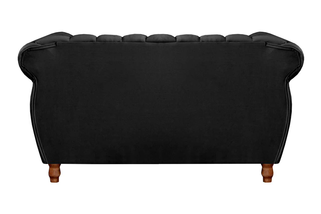 Sofá 2 Lugares Chesterfield Sofá Realeza Vintage - Veludo Preto