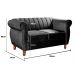 Sofá 2 Lugares Chesterfield Sofá Realeza Vintage - Veludo Preto