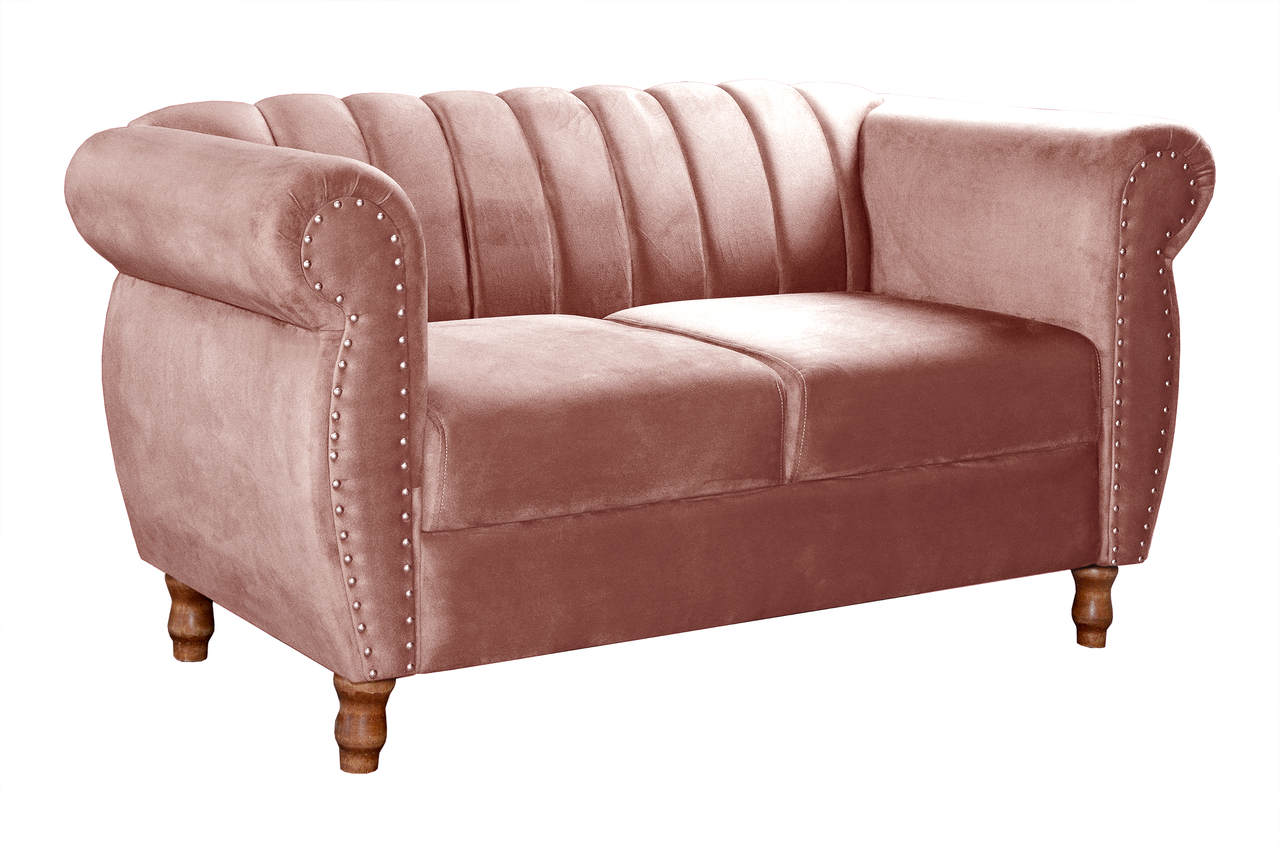 Sofá 2 Lugares Chesterfield Sofá Realeza Vintage - Veludo Rosê