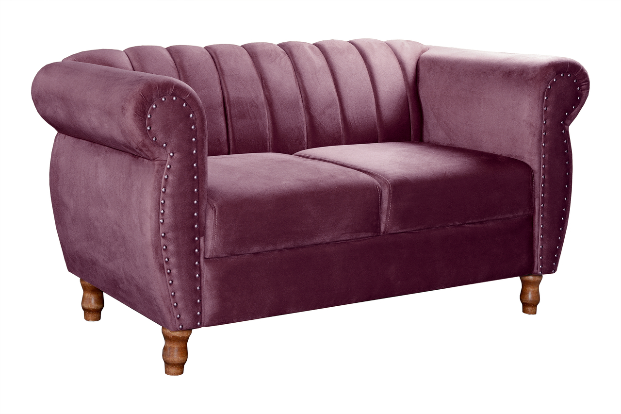 Sofá 2 Lugares Chesterfield Sofá Realeza Vintage - Veludo Roxo