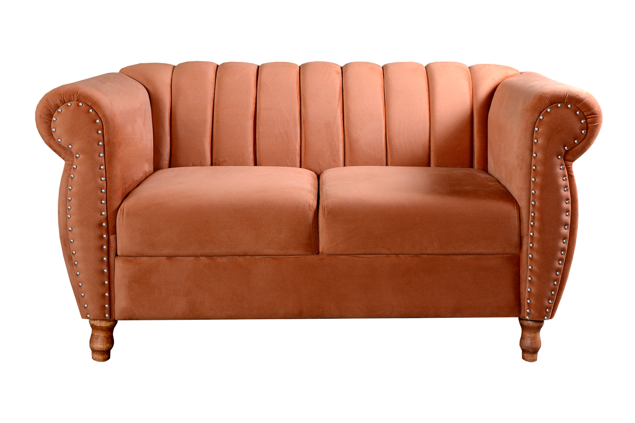Sofá 2 Lugares Chesterfield Sofá Realeza Vintage - Veludo Terracota