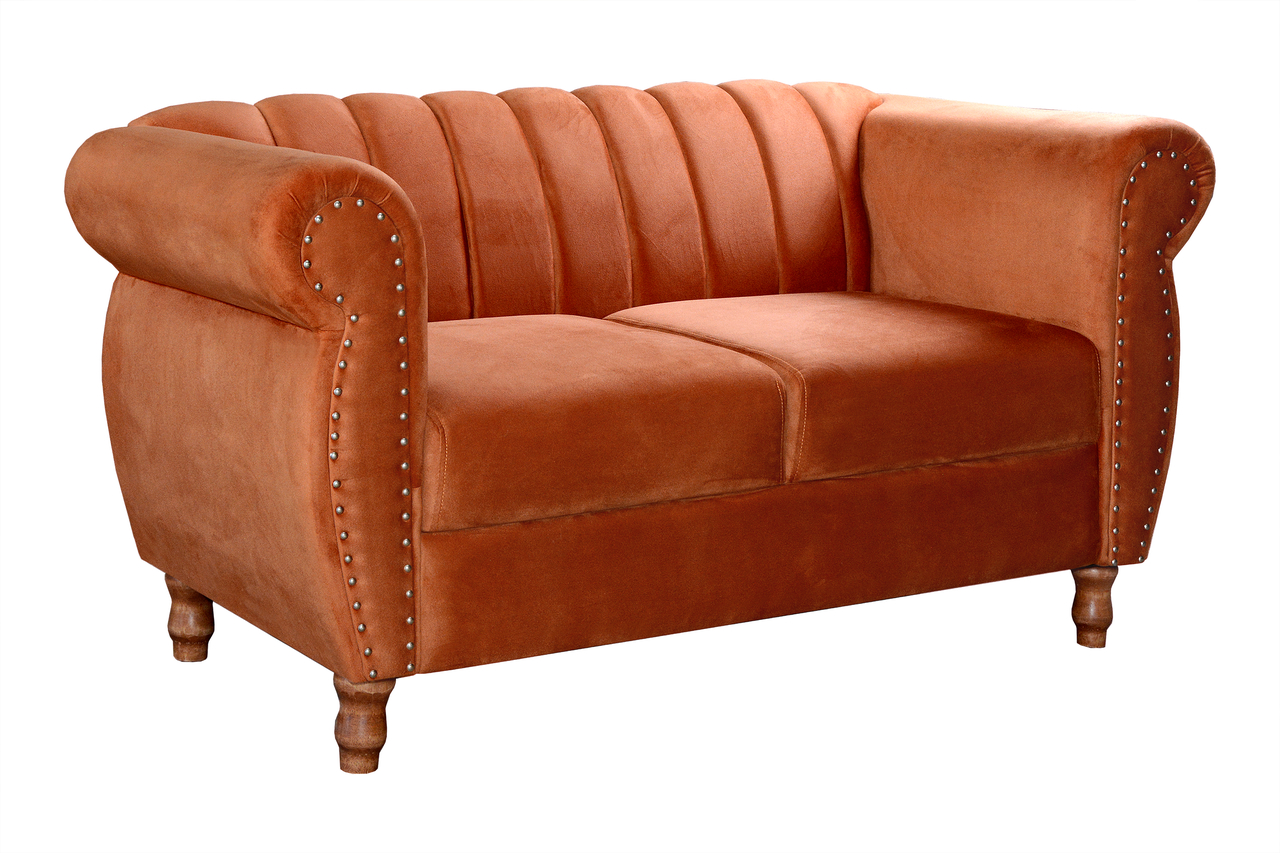 Sofá 2 Lugares Chesterfield Sofá Realeza Vintage - Veludo Terracota