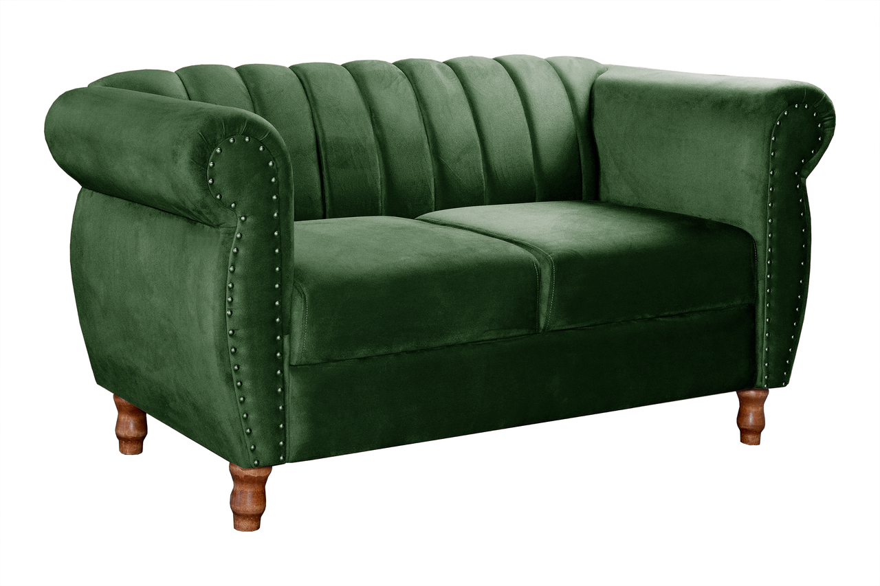 Sofá 2 Lugares Chesterfield Sofá Realeza Vintage - Veludo Verde