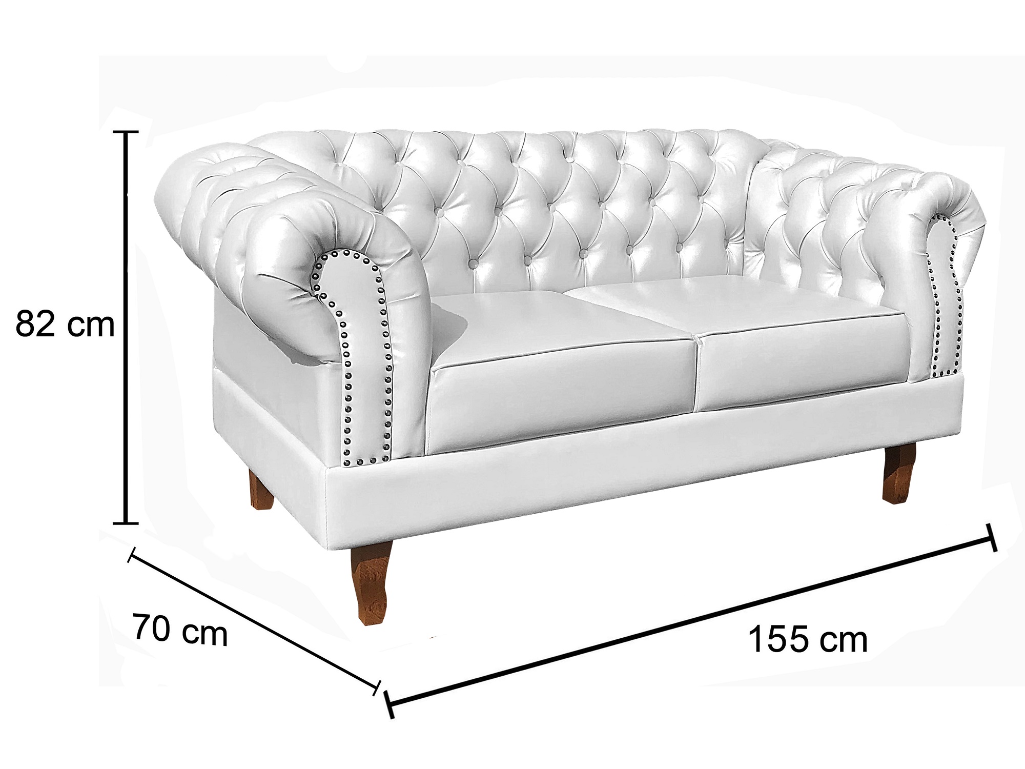 Sofá 2 Lugares Dom Pedro Chesterfield Capitonê Retrô - Couríssimo Branco