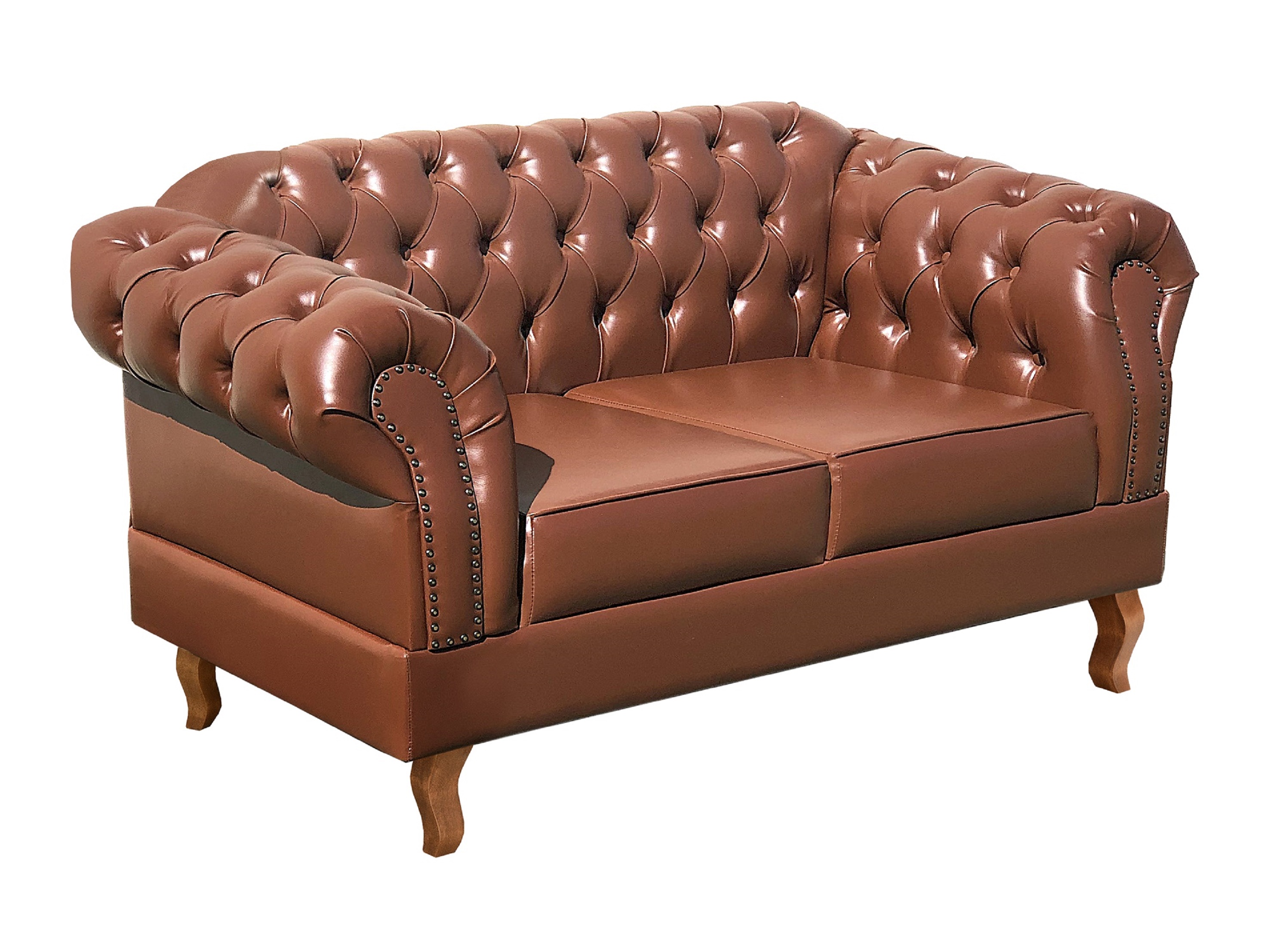 Sofá 2 Lugares Dom Pedro Chesterfield Capitonê Retrô - Couríssimo Caramelo