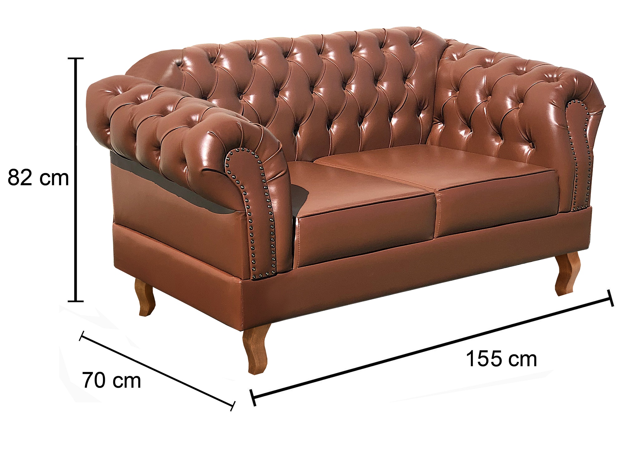 Sofá 2 Lugares Dom Pedro Chesterfield Capitonê Retrô - Couríssimo Caramelo