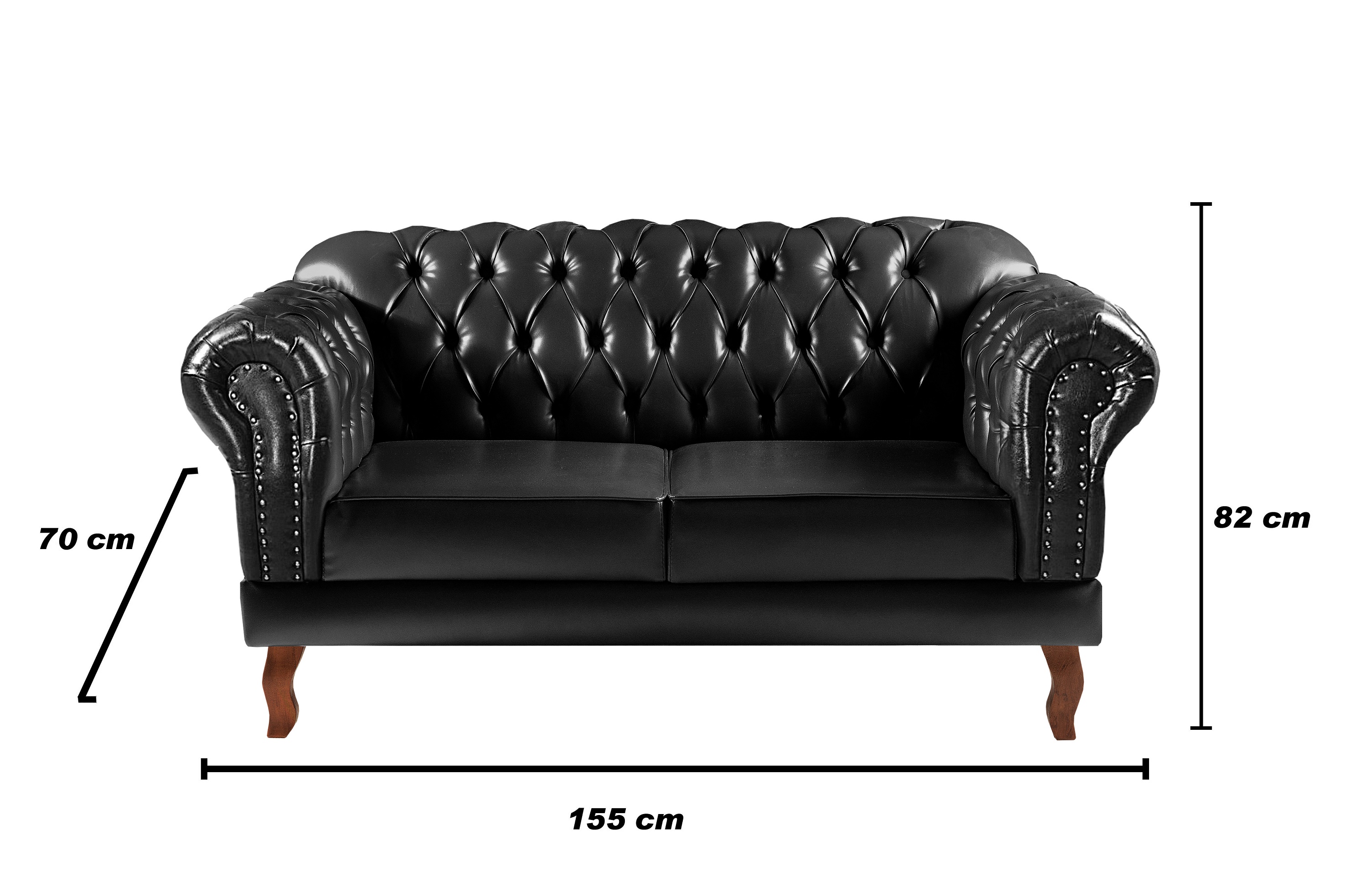 Sofá 2 Lugares Dom Pedro Chesterfield Capitonê Retrô - Couríssimo Preto